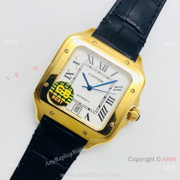 (GB) 2019 New Cartier Santos Yellow Gold Watch AAA Swiss Replica 1