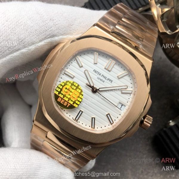 Swiss Grade Copy Patek Philippe Nautilus GBF CAL.324 Rose Gold White Dial Watch 1