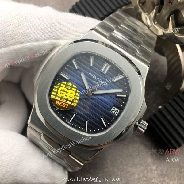 Swiss Grade Replica Patek Philippe Nautilus Blue Dial Watch GB Factory 1
