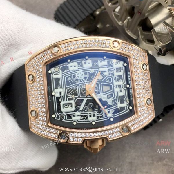 Super Clone Richard Mille AAA RM 67-01 Extra Flat Rose Gold Diamond Watch 1