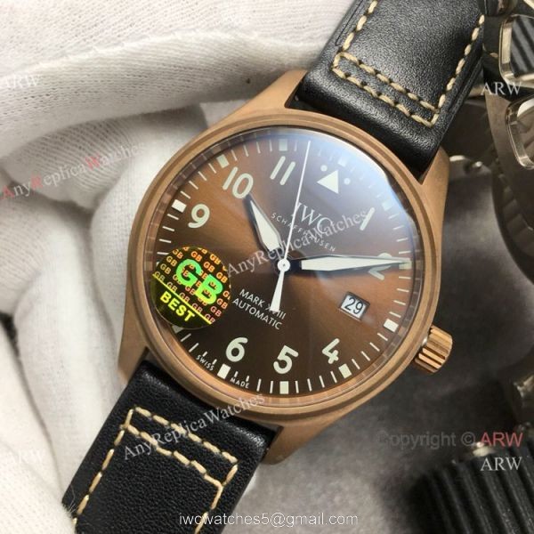 Swiss Replica IWC Big Pilots Spitfire 9015 Watch Bronze Case Brown Dial 1