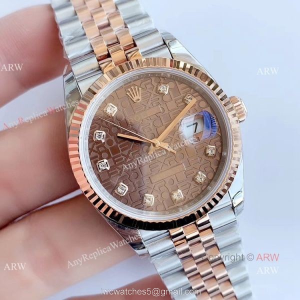 EW factory Rolex Computer Face Datejust 36 Two Tone Rose Gold Jubilee Chocolate Dial Watch 1