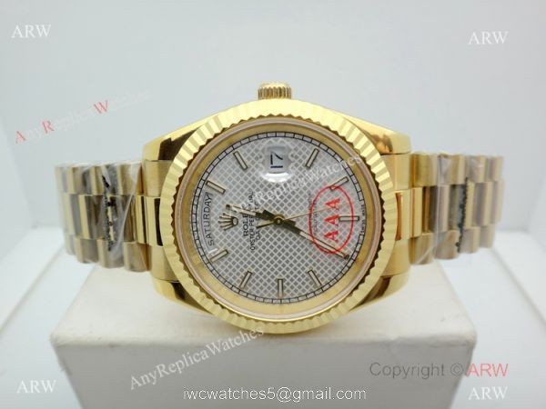 New Copy Rolex Day-Date President White textured Dial Watch 40mm 1