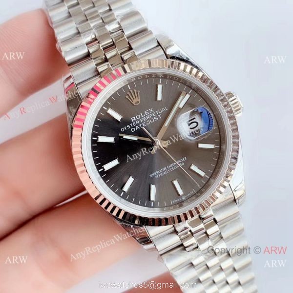 EW factory Copy Rolex Oyster Perpetual Datejust 36mm SS Gray dial Jubilee Watch 1