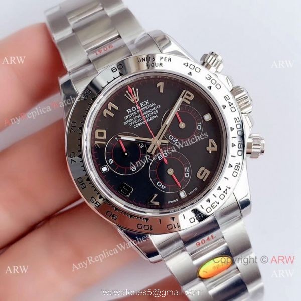 1:1 Replica Rolex Daytona Noob Factory SWISS 4130 Watch Stainless Steel Black Dial 1