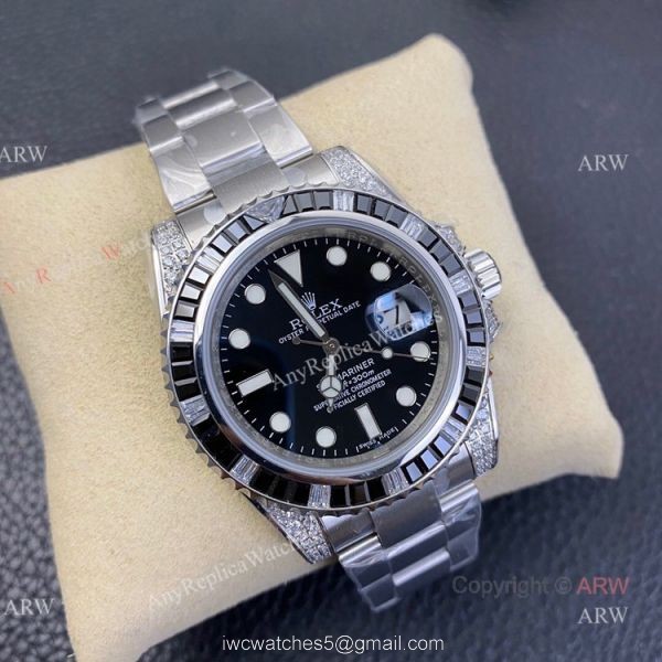KS Factory Mens Rolex Submariner Black Dial Diamond Bezel Swiss Replica Watches 1
