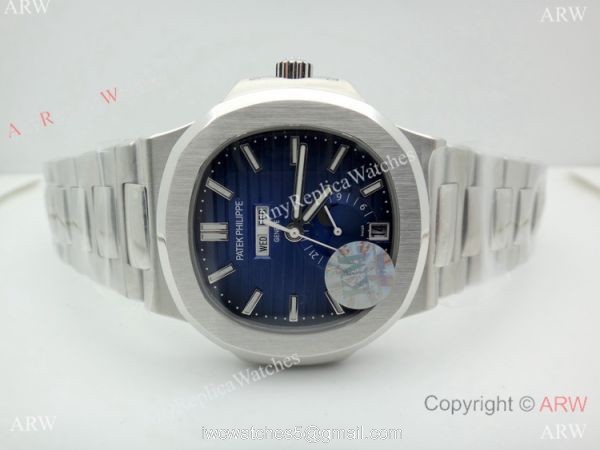 Swiss 324SC Patek Philippe Nautilus Moonphase Watch Stainless Steel Blue Face 1
