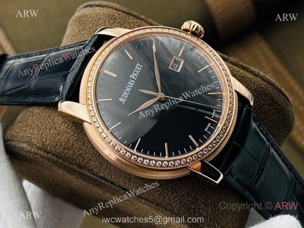 New 2021! Swiss Grade 1 Copy Audemars Piguet Jules Audemars Diamond Watch Rose Gold 41mm 1