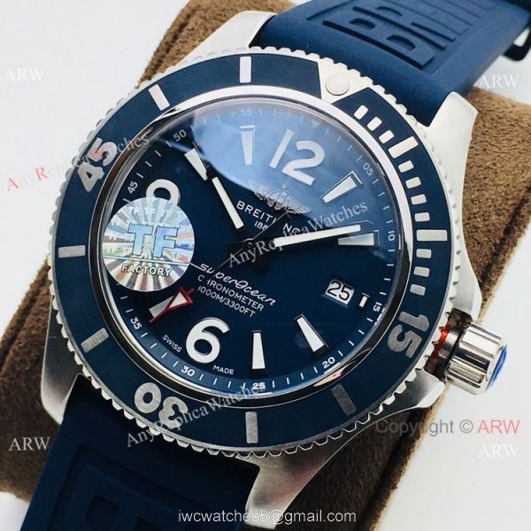 2021 New! TF Factory Breitling Superocean 44 Automatic Watch Blue Rubber Strap 1
