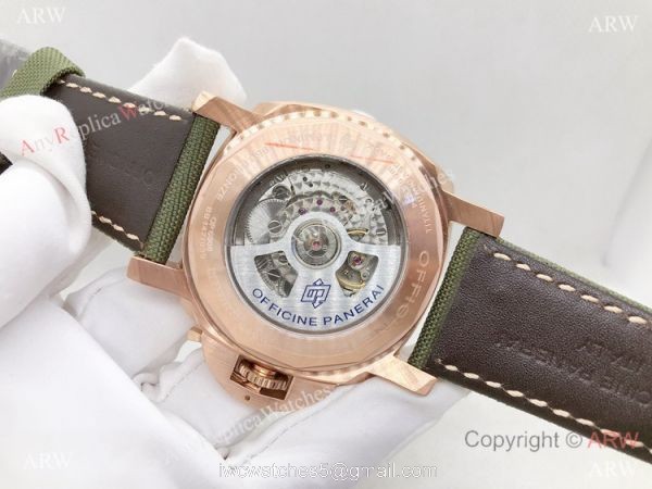 Copy Panerai Luminor Submersible Men Watch Green Face Green Leather Strap 1