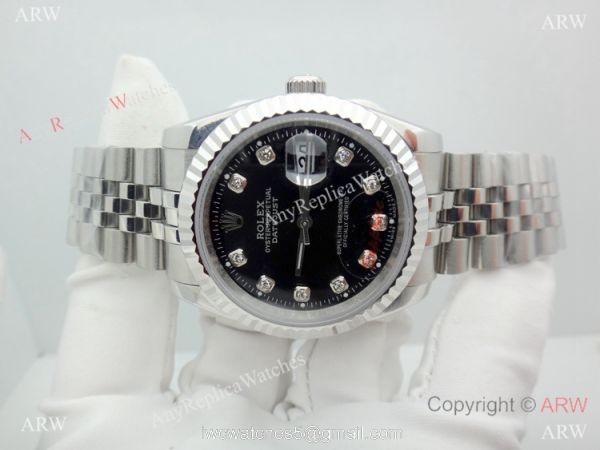 Replica Rolex Datejust Black Dial Jubilee Strap Watch 36mm 1