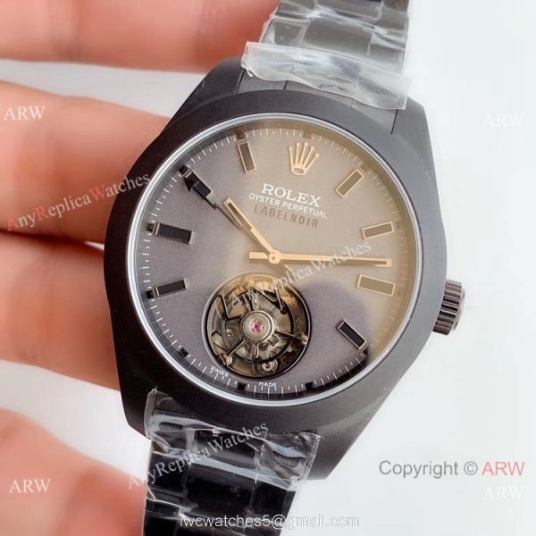 Replicas Rolex Milgauss Label Noir Tourbillon PVD Case 1-1 Best Edition Watch 1