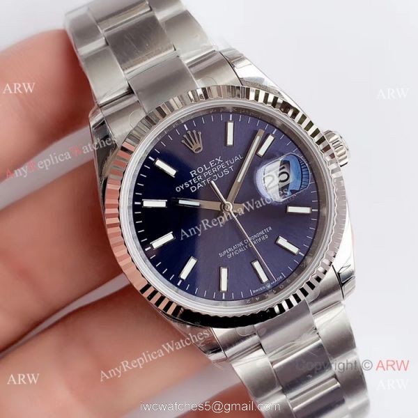 Swiss Grade Rolex Datejust EW Factory 3235 316L Watch SS Blue Dial 1