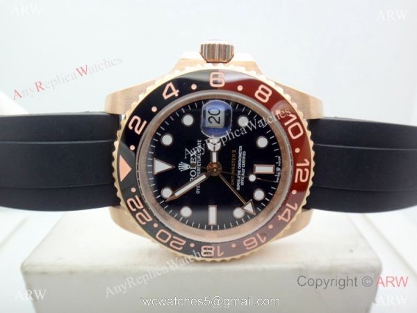 Replica Rolex GMT-Master II Rubber Strap Brown Black Ceramic Watch 1