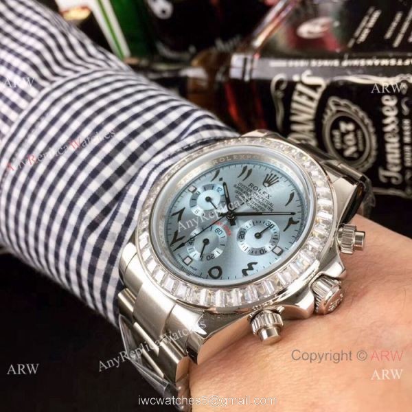 Rolex Daytona Ss Glacier Blue Watch Fake Rolex with Diamond Bezel 1