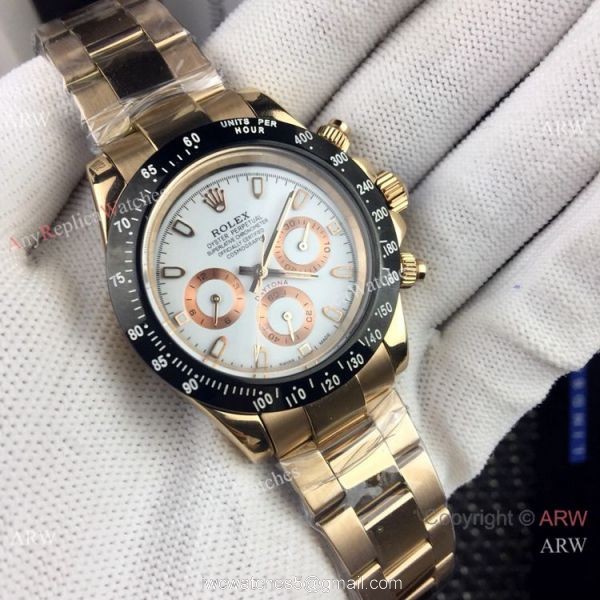 AAA Replica Rolex Daytona 40mm Watches Rose Gold Black Ceramic 1