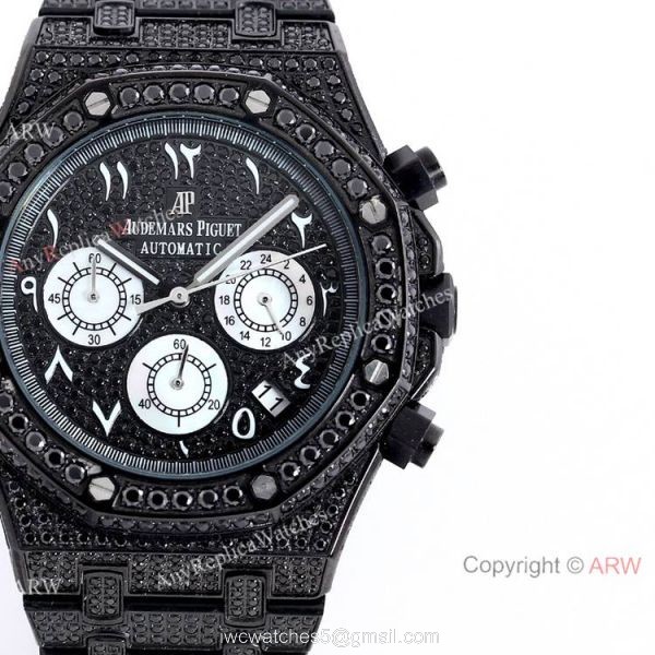 Solid Black Audemars Piguet Ice Royal Oak Replica Watch 15400 1