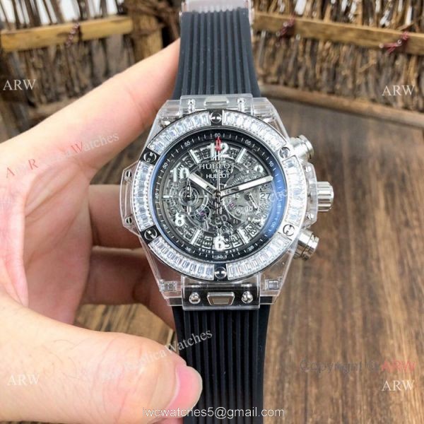 Big Bang Unico Diamond Bezel Hublot Transparent Watch New Replica 1