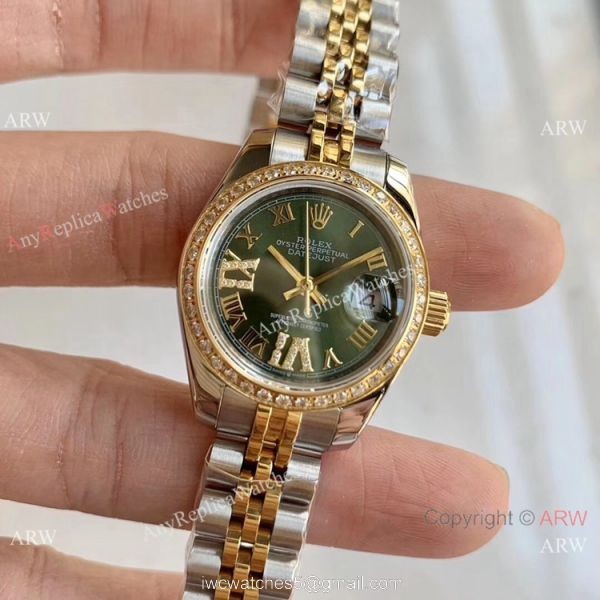 Rolex Datejust Two Tone Jubilee Green Dial 26mm Watch Rolex 16233 Fake Watch 1