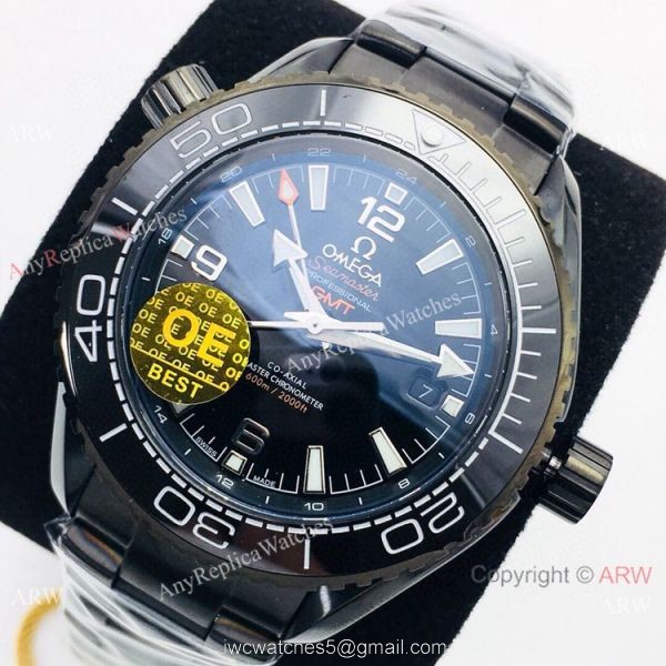 Swiss OE Factory Omega Planet Ocean Deep Black 600m All Black Watch Omega Seamaster Super Clone 1