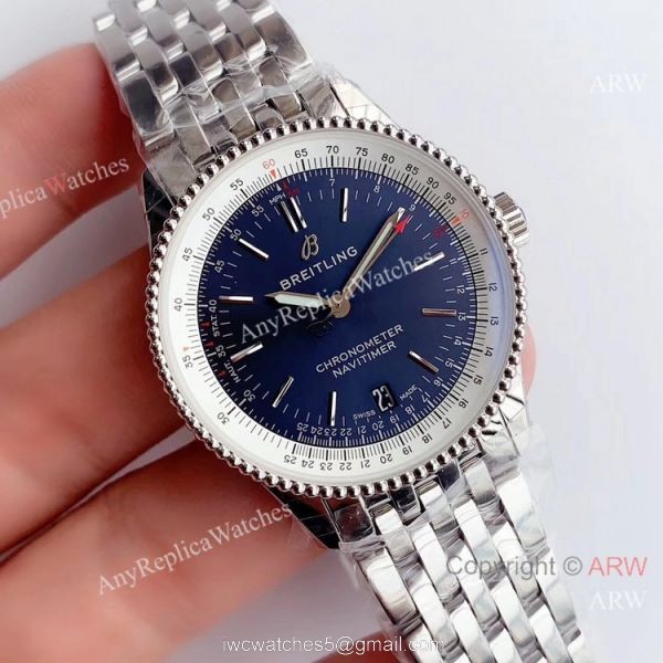 Swiss Replica Breitling Navitimer 1 Stainless Steel Blue Dial Watch 38mm 1