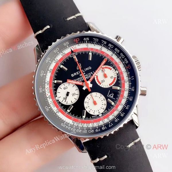 Swiss Replica Breitling Navitimer B01 Swissair Limited Edition A7750 Watch SS Black Dial 1