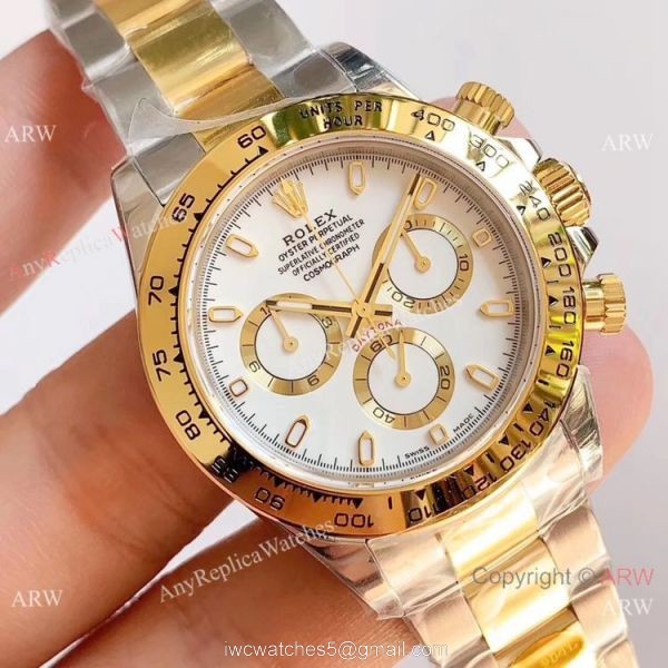 1:1 Best Clone Rolex Daytona Two Tone White Dial Watch Noob Factory 904L 4130 Movement 1