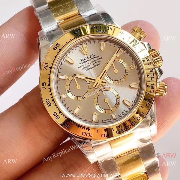 1:1 Best Edition Replica Rolex Daytona Gray Dial Two Tone Watch Noob Factory 4130 1