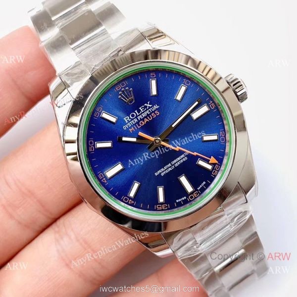 Noob Factory ETA2836 Rolex Milgauss Blue Replica Watch Stainless Steel Case 1