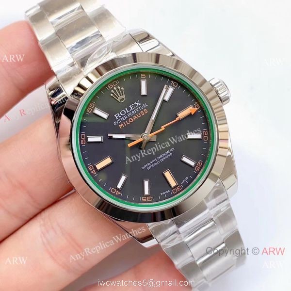Noob Factory Swiss 2836 Rolex Milgauss 116400GV-72400 Black Dial Replica Watch 1