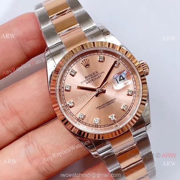 EWF Swiss 3235 Rolex Datejust 36 Watch Salmon Dial Rolex Everose Replica 1