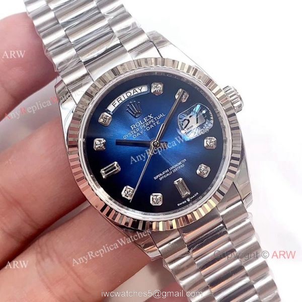 (EW)Swiss 3255 Replica Presidential Rolex Day-Date Blue Dial Watch High End Replica 1