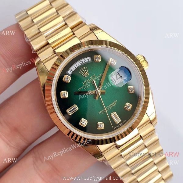(EWF )Swiss Fake Rolex Presidential Day Date Green Dial Watch 3255 Movement 1