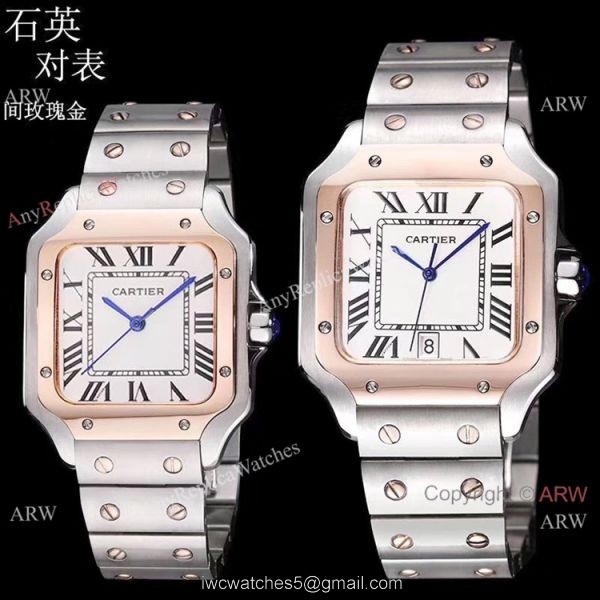 New Replica Cartier Santos de Cartier Lover Watch Rose Gold Quartz 1