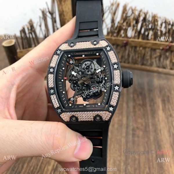 SWISS Replica Richard Mille Rm055 Rose Gold Diamond Watch V2 version 1