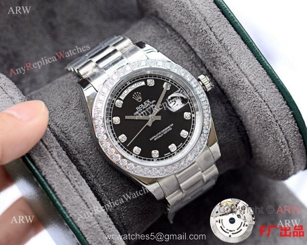 NEW UPGRADED Copy Rolex Day Date Presidential 41mm Watch Black Diamond 1