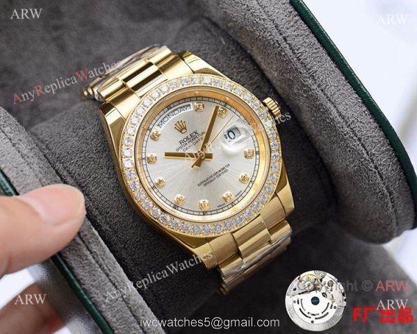 NEW UPGRADED Fake Presidential Rolex Daydate 2 Silver Diamond Dial 41mm 1