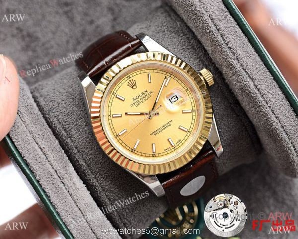 New Upgraded Rolex Datejust II 41 Watch Gold Case Brown Leather Band 1
