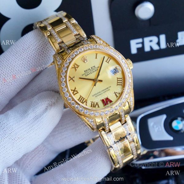 Replica Rolex Datejust Masterpiece Gold Diamond Watches 34mm 1
