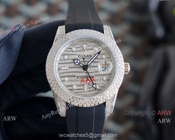 High Quality Rolex GMT-Master II Iced Out Watch Rubber Strap 1