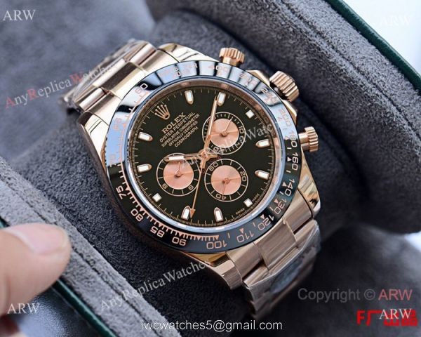 Rolex Daytona Rose Gold Ceramic Bezel Black Dial Watch 43mm 1