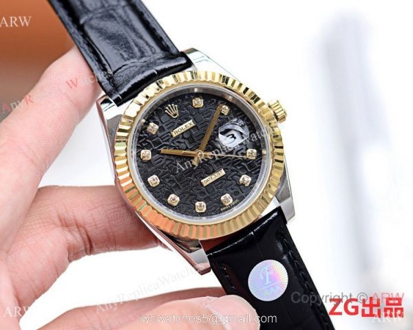 NEW UPGRADED Copy Rolex Datejust II Watch 41mm Diamond Markers Leather Strap 1