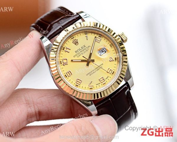 NEW UPGRADED Rolex Datejust II Watches SS Black Leather Strap Gold Bezel 1