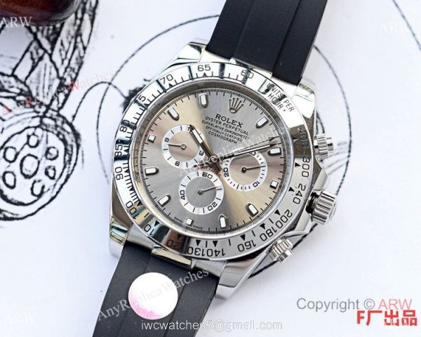 New Replica Rolex Daytona Rubber Band Gray Dial Watch 43mm 1