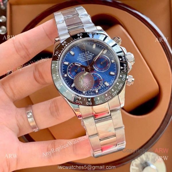 Rolex Daytona Blue Dial Replica Black Ceramic Bezel Watch 40mm Men 1