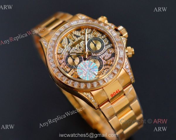 JH Factory Replica Rolex Tiger Eye Rose Gold Rolex Daytona 116588 TBR Diamond Watch 1