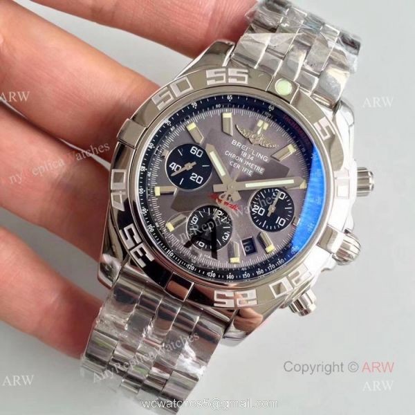 Swiss Breitling 1884 Replica Chronometre Certifie Stainless Steel Grey Dial Mens Watch 1