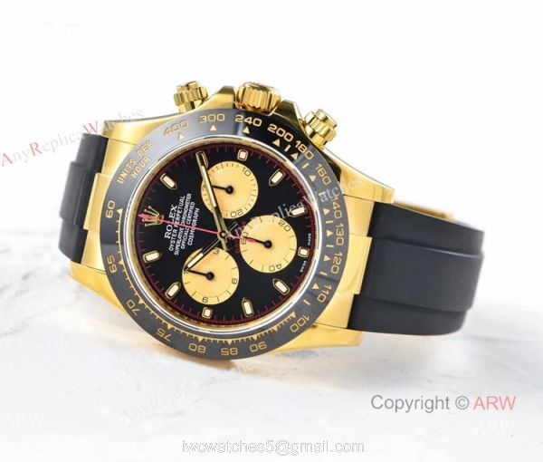 1:1 Noob Factory V3 Rolex Paul Newman Daytona Rubber Strap Yellow Gold Watch 1