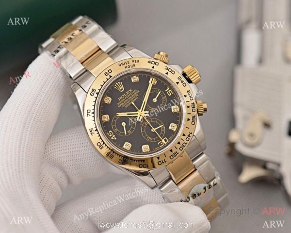 Copy Rolex Cosmograph Daytona 40 Watch Brown Dial with Diamond Markers 1