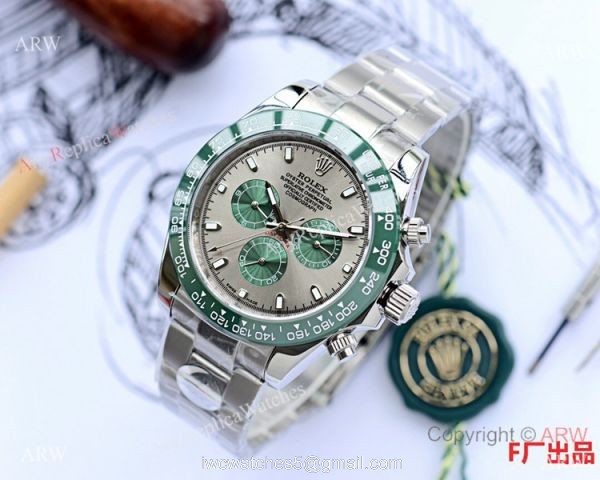 2020 Replica Rolex Daytona Stainless Steel Green Ceramic Watch 43mm 1